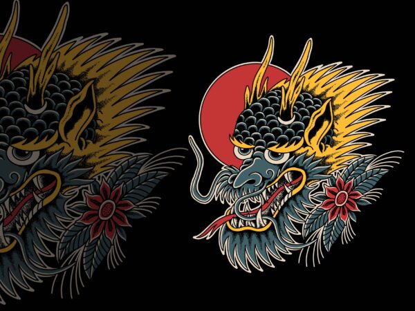 Japanese dragon t-shirt template