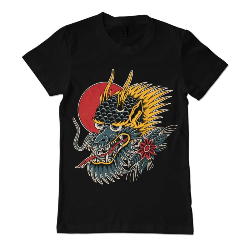 Japanese dragon t-shirt template