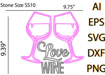 Love wine Rhinestone Design