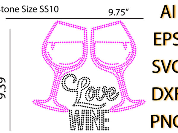 Love wine rhinestone design
