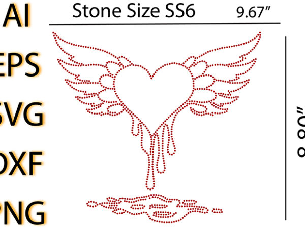 Rhinestone love shape/heart t shirt design online
