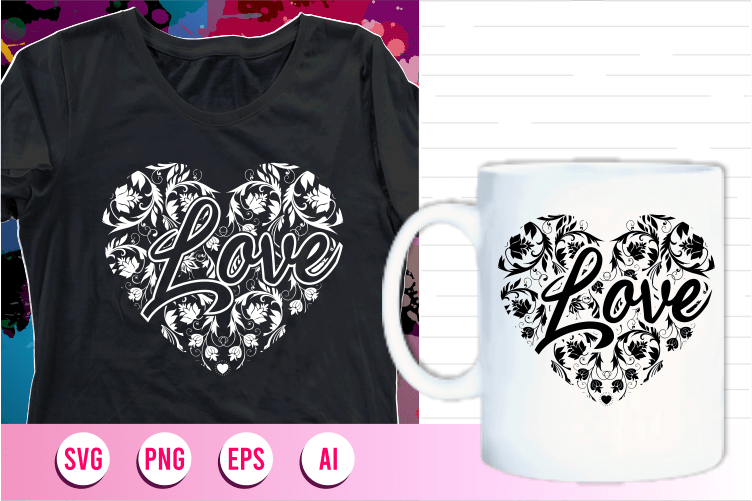 love svg, love quotes mandala svg, love t shirt designs graphic vector