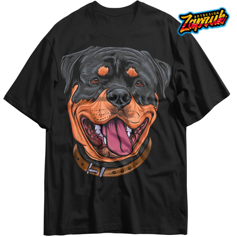 Happy Rottweller Dog Artwork Tshirt Design AI, EPS, SVG, PNG, PDF