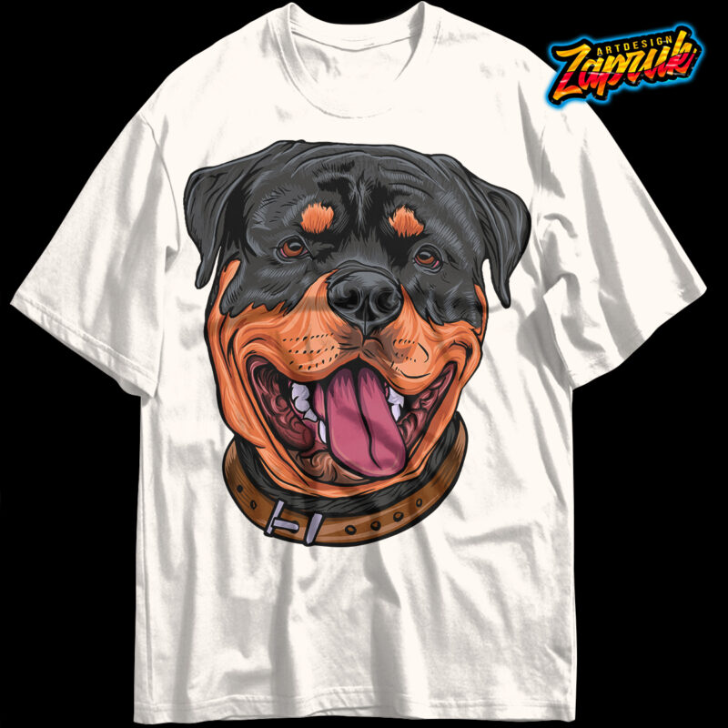 Happy Rottweller Dog Artwork Tshirt Design AI, EPS, SVG, PNG, PDF