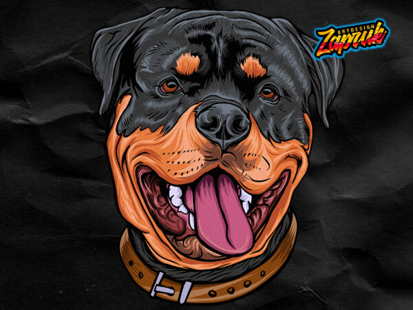 Happy rottweiler dog artwork tshirt design ai, eps, svg, png, pdf
