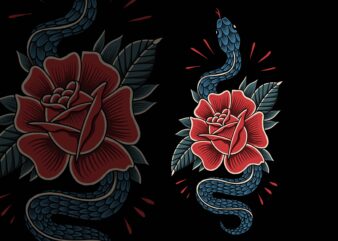 Snake and rose t-shirt template