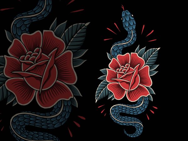 Snake and rose t-shirt template