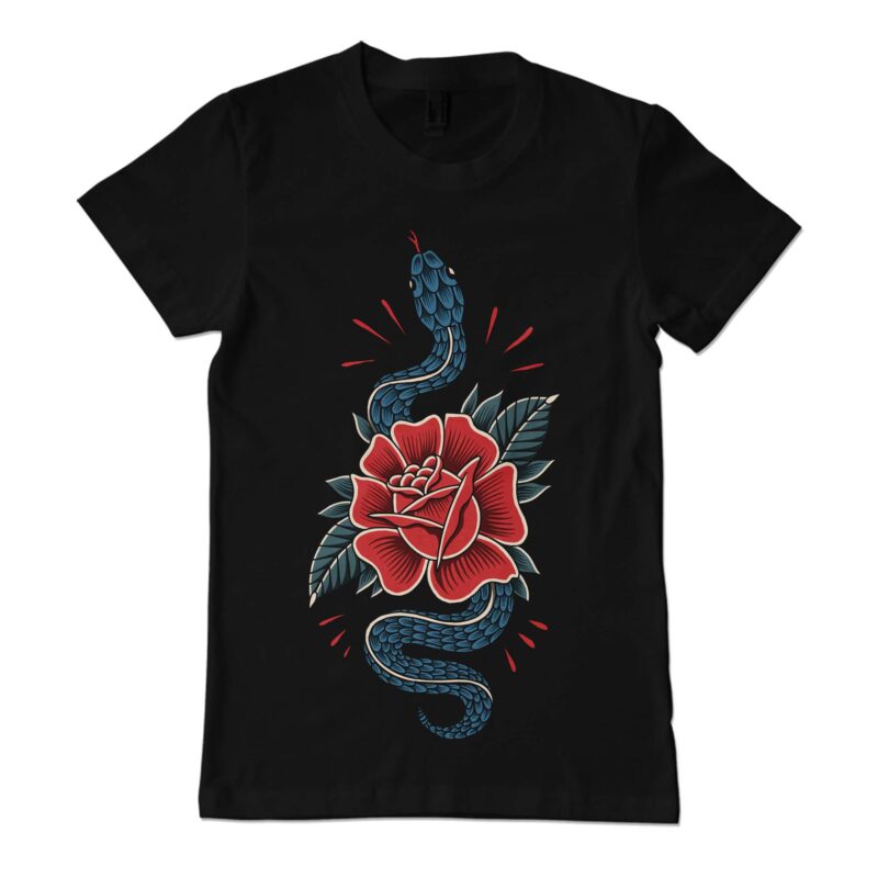 Snake and rose t-shirt template