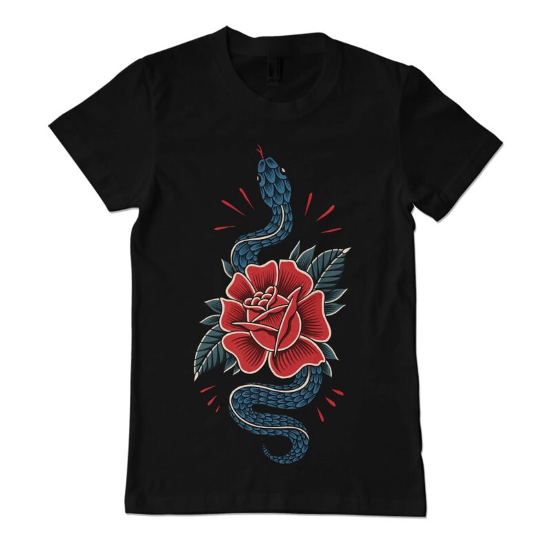 Snake and rose t-shirt template