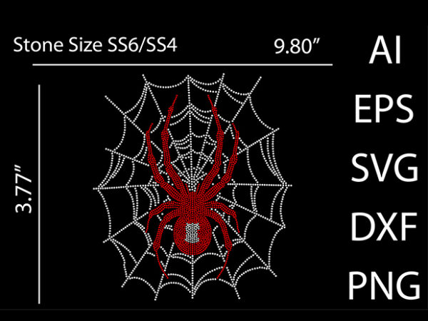 Spider rhinestone t-shirt design print template