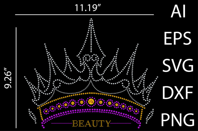 Printable Rhinestone Crown T-Shirt Design