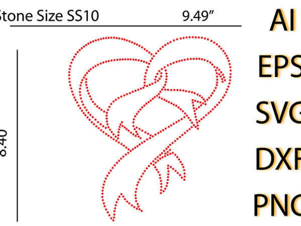 Heart shape rhinestone design