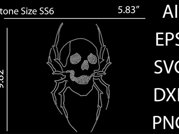 Skull rhinestone t-shirt design print template