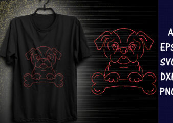 Dog Rhinestone T-shirt design Print Template