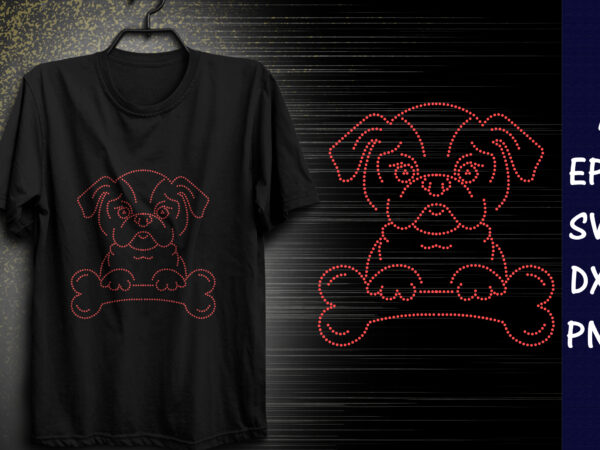 Dog rhinestone t-shirt design print template