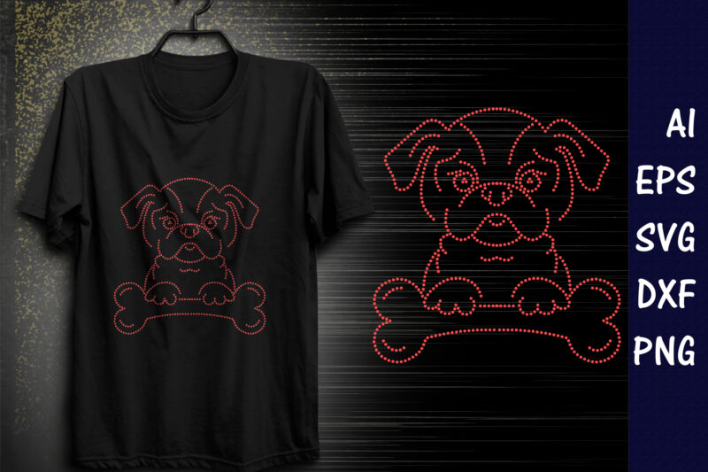 Dog Rhinestone T-shirt design Print Template