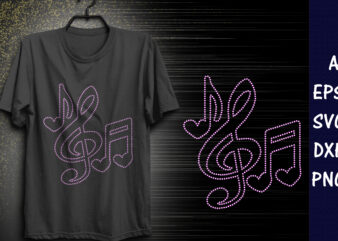 Music Love Rhinestone T-shirt Design Print Template