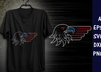 USA Flag Eagle Rhinestone T-shirt design Print Template