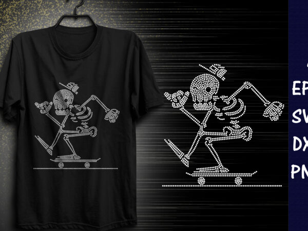 Skull rhinestone t-shirt design print template