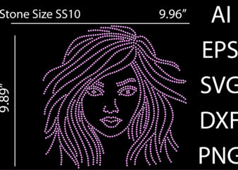 Printable Rhinestone Afro Hair Girl T-Shirt Design