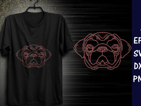 Dog face rhinestone t-shirt design print template