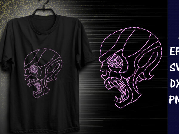 Aliens face rhinestone t-shirt design print template