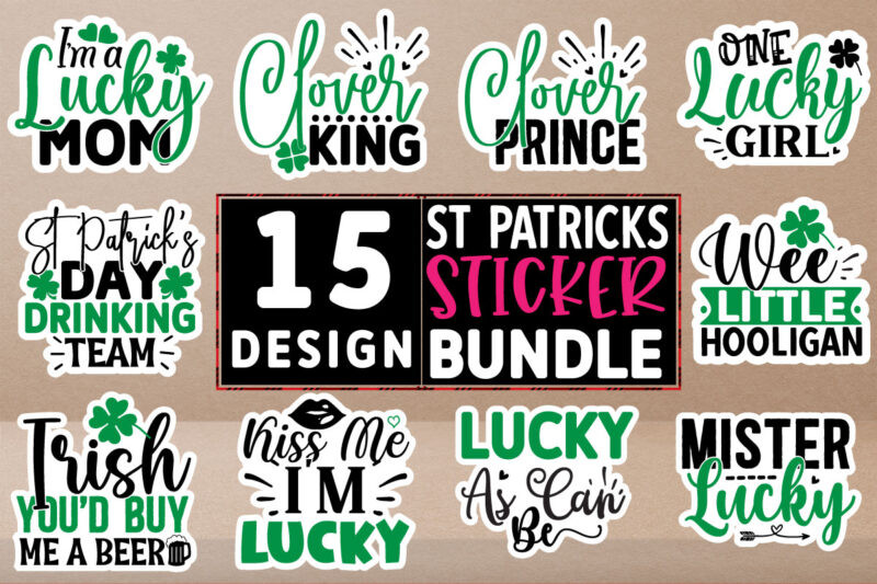 St Patrick’s stickers Design Bundle