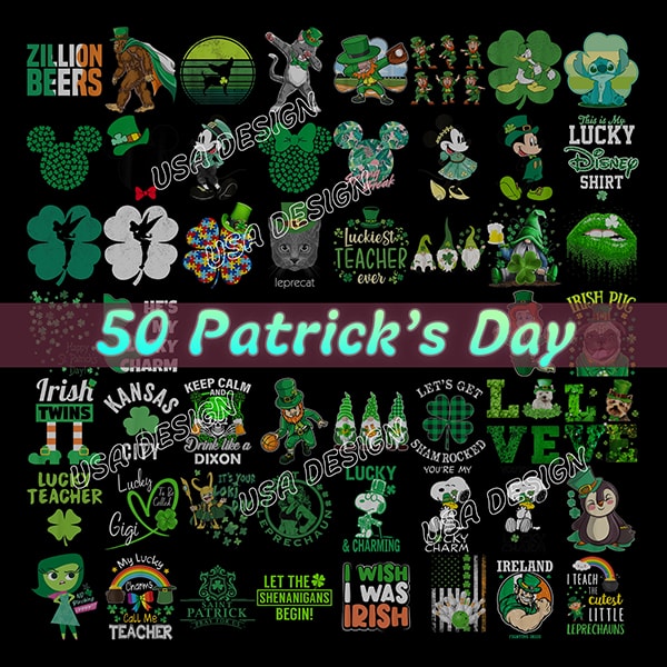 Patrick’s Day Bundle PNG, Bundle Patricks Day, Patricks Day Shirt, Irish Svg, Shamrock Svg, Patricks Gnome Svg, Png design, Sublimation, Silhouette