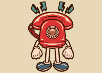 vintage telephone cartoon t shirt vector art