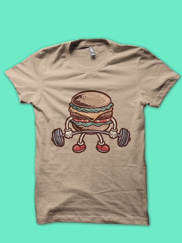 workout burger cartoon - Buy t-shirt designs
