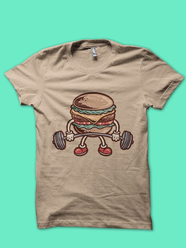 workout burger cartoon - Buy t-shirt designs workout burger cartoon - Buy t-shirt designs