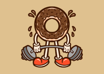 workout donuts cartoon t shirt design for sale