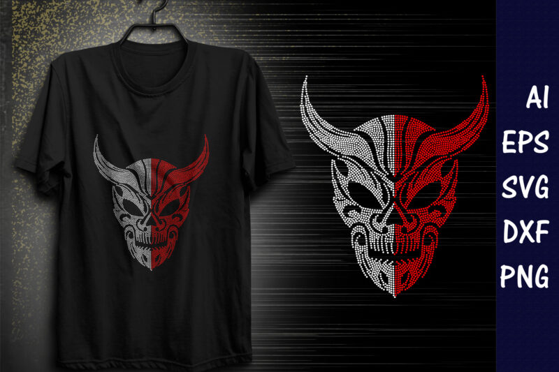 Skull Mask Rhinestone T-shirt design Print Template