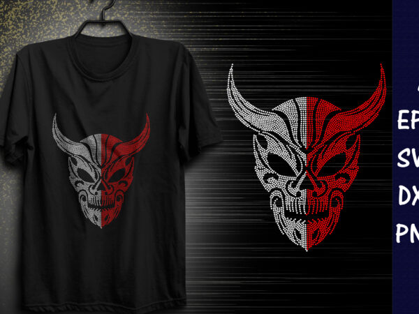 Skull mask rhinestone t-shirt design print template