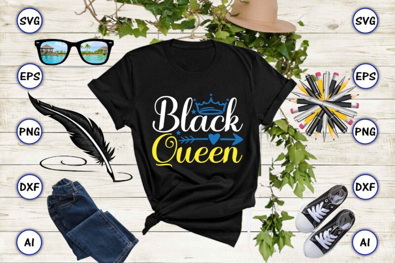 Black queen PNG & SVG vector t-shirt Design for best sale t-shirt design, trending t-shirt design, vector illustration for commercial use