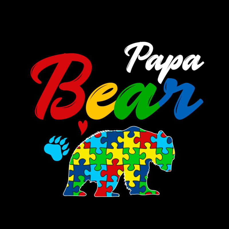 Papa Bear Autism Puzzle SVG Sublimation Files