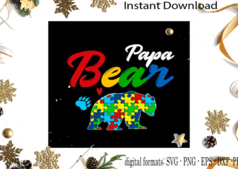 Papa Bear Autism Puzzle SVG Sublimation Files t shirt illustration