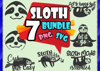 Sloth SVG Bundle | SVG Cut File | commercial use | instant download | printable vector clip art | funny cute sloth designs | sloth cut file 689314800