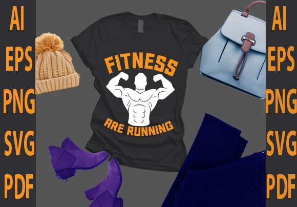 Fitness are running t shirt graphic design