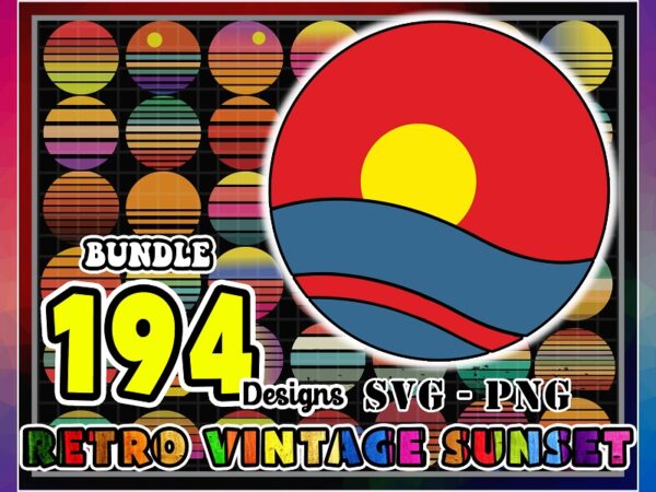 194 designs retro vintage sunset svg png big bundle, retro circle, vintage circle, sunset silhouette, sunset cut files, digital download 830384166