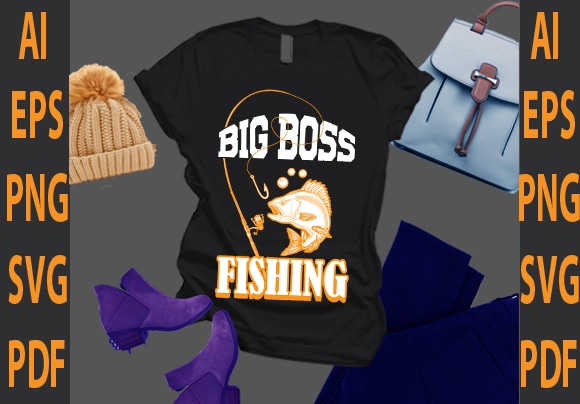 Big boss fishing t shirt template