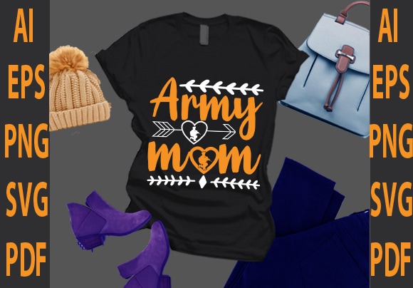 Army mom t shirt vector
