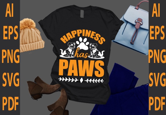 Happiness has paws graphic t shirt