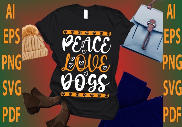 Peace love dogs t shirt illustration