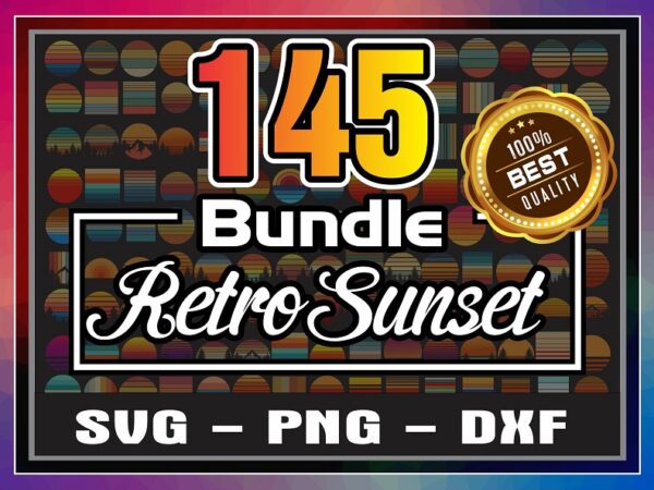 145 bundle retro sunset designs, sunset svg, retro sunset clipart, vintage sunset png, rainbow svg, retro clipart for sunset lovers 863942779