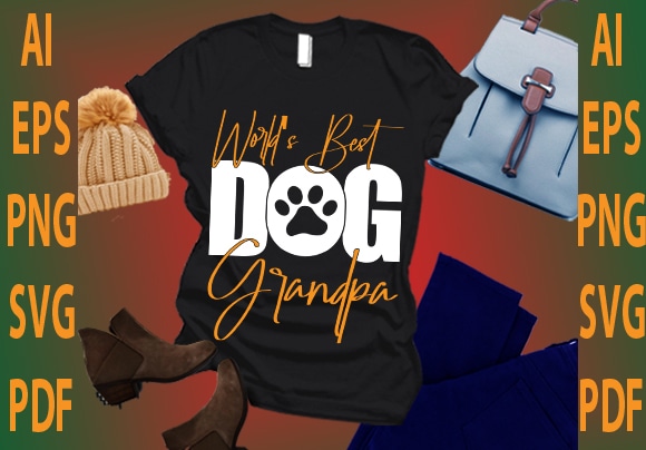 World’s best dog grandpa t shirt design for sale