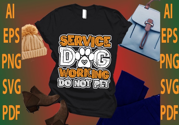 Service dog working do not pet t shirt template vector