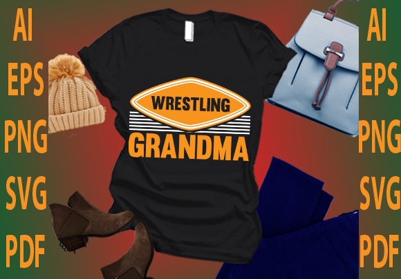 Wrestling grandma t shirt design for sale