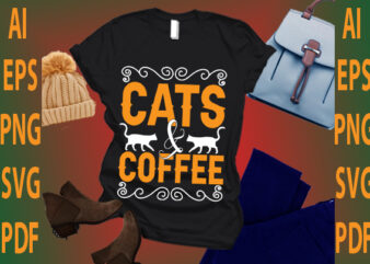 cat and coffee t shirt vector file