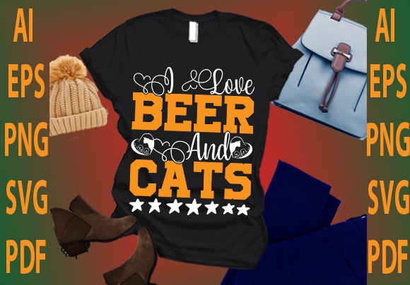 Beer and cats t shirt template